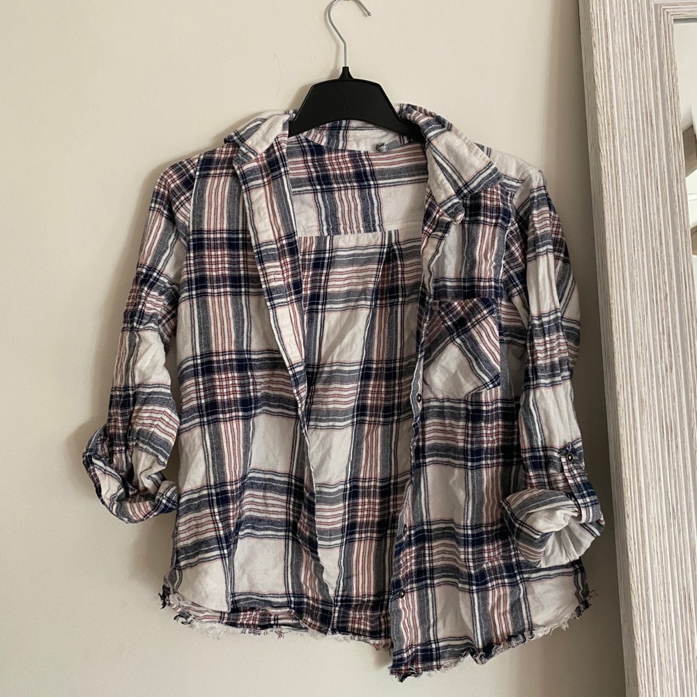 pink and white flannel